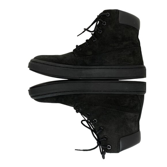 Womens 8.5 Timerland Black Suede Leather Combat Boots Ankle EUC Lace Up 7092 - Picture 9 of 12